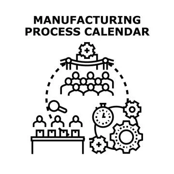 Manufacturing process calendar planning production and team collaboration Stockillustratie