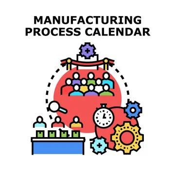 Manufacturing process calendar planning production and team collaboration Stockillustratie