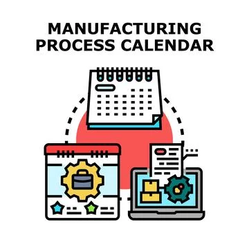 Manufacturing process calendar planning workflow strategy Stock Illustration