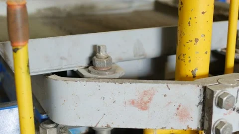 Manufacturing process of concrete road surface in the form of brick. Seals sand Stock Footage 95112279