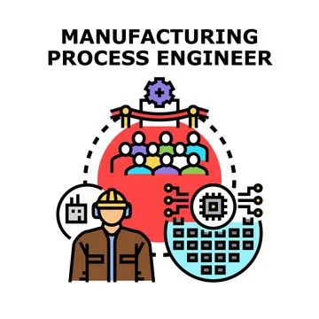 Manufacturing process engineer managing industrial production system Stock Illustration