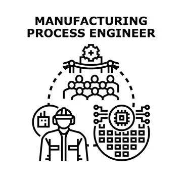 Manufacturing process engineer managing industrial production system Stock Illustration
