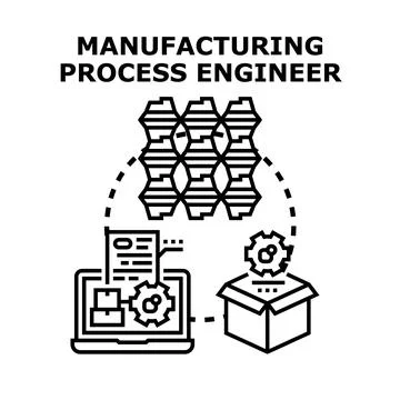 Manufacturing process engineering managing production supply chain Illustrazione stock