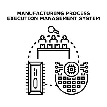 Manufacturing process execution management system concept illustration Illustrazione stock