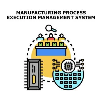Manufacturing process execution management system concept illustration Illustrazione stock