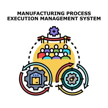 Manufacturing process execution management system concept vector Stock Illustration