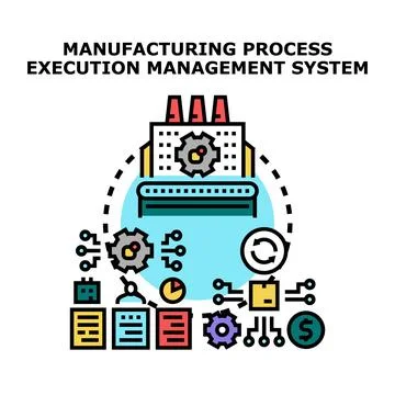 Manufacturing process execution management system concept Stock Illustration
