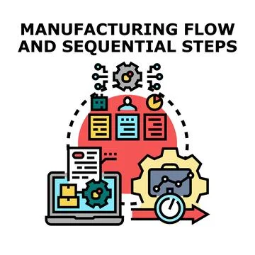 Manufacturing process flow and sequential production steps イラスト素材