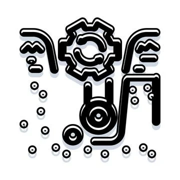 Manufacturing process with gear and abstract product assembly Stock Illustration