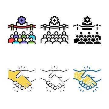Manufacturing process introduction color icon types vector Stock Illustration
