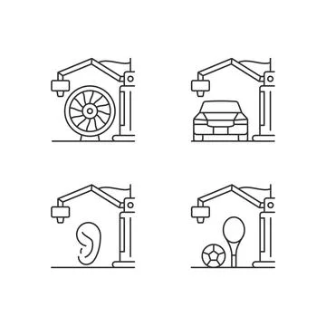 Manufacturing process linear icons set イラスト素材