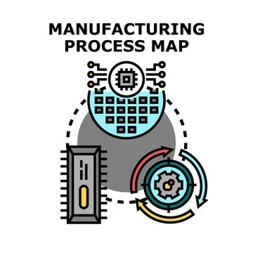 Manufacturing process map developing production cycle Stock Illustration
