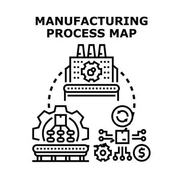 Manufacturing process map planning and optimization strategy Illustrazione stock