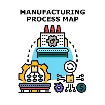 Manufacturing process map planning and optimization strategy Stock Illustration