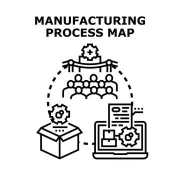 Manufacturing process mapping for optimal industrial production Stock Illustration