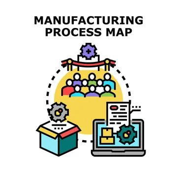 Manufacturing process mapping for optimal industrial production Stock Illustration