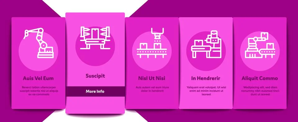 Manufacturing Process Onboarding Elements Icons Set Vector Stock Illustration