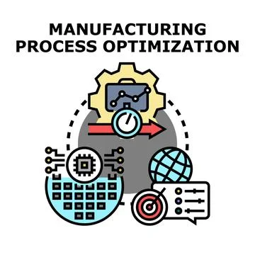 Manufacturing process optimization improving efficiency and productivity Stock Illustration