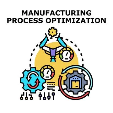 Manufacturing process optimization increasing production efficiency and wor.. Stock Illustration