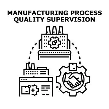 Manufacturing process quality supervision concept illustration Stock Illustration