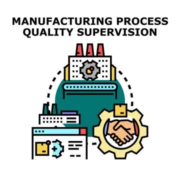 Manufacturing process quality supervision concept illustration Stock Illustration