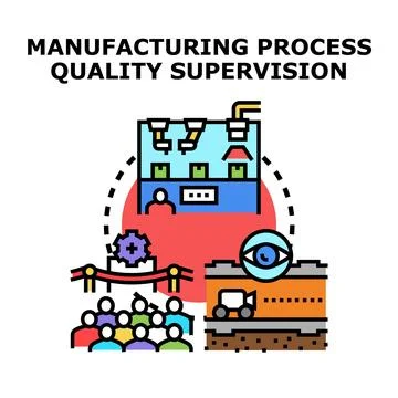 Manufacturing process quality supervision producing goods Stock Illustration