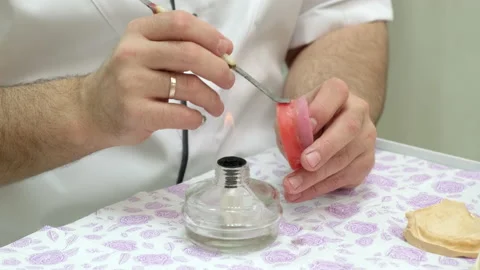 Manufacturing process of removable dentures in the laboratory Stock-Footage 205870677