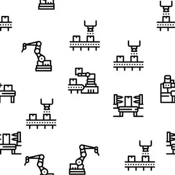 Manufacturing Process Seamless Pattern Vector Illustrazione stock