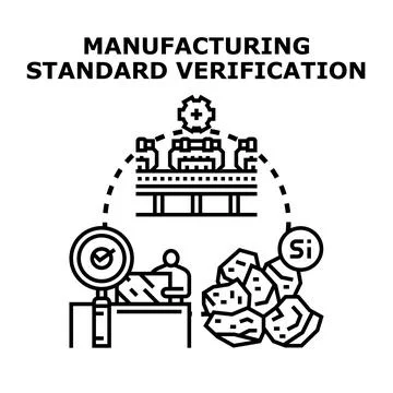 Manufacturing process standard verification and quality control Stock Illustration
