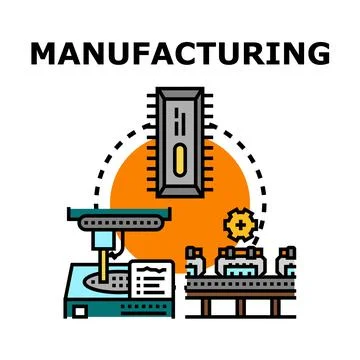 Manufacturing process technology producing electronic components concept Stock Illustration