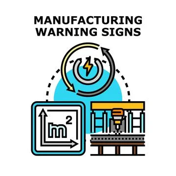 Manufacturing process warning signs concept illustration 스톡 일러스트