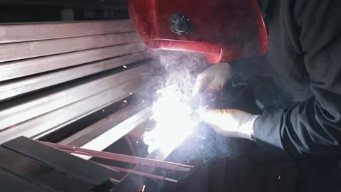 Manufacturing process, welding work, welding of metal parts with a soldering Stock Footage 154519127