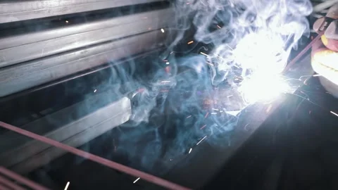 Manufacturing process, welding work, welding of metal parts with a soldering  Stock Footage 154519135