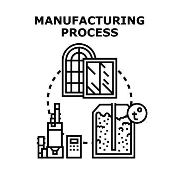Manufacturing process for windows and building materials production Stock Illustration