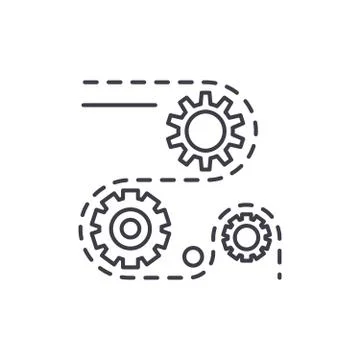 Manufacturing processes line icon concept. Manufacturing processes vector linear Stock Illustration