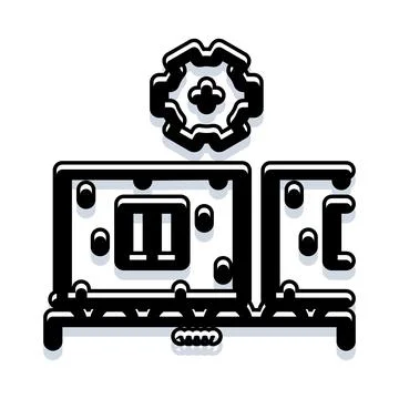 Manufacturing production process creating industrial gears concept Illustrazione stock