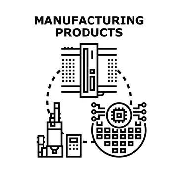 Manufacturing products creation process and industrial innovation Ilustración de archivo