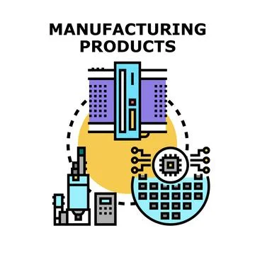 Manufacturing products creation process and industrial innovation Stock Illustration