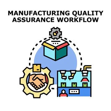 Manufacturing quality assurance workflow process control concept Stock Illustration