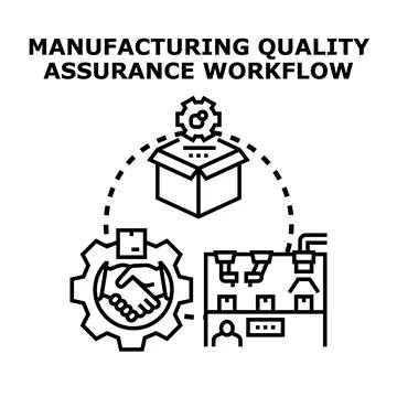 Manufacturing quality assurance workflow process control concept Stock Illustration