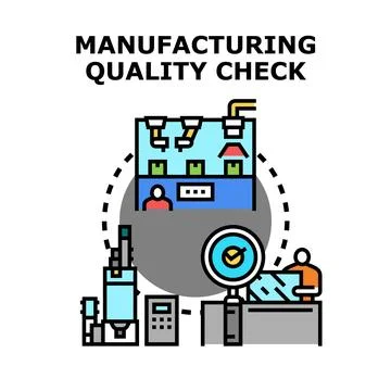 Manufacturing quality check process control in factory Stock Illustration