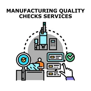 Manufacturing quality checks services concept illustration Illustrazione stock