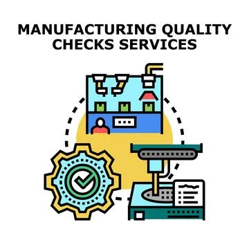 Manufacturing quality checks services concept illustration Illustrazione stock