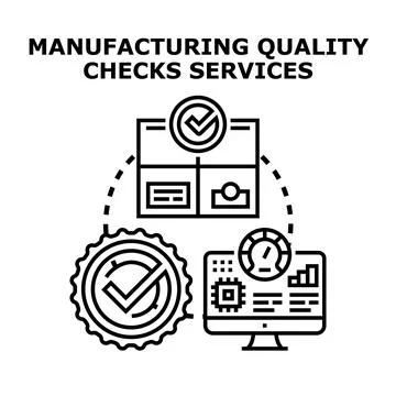 Manufacturing quality checks services concept for production management Stock Illustration
