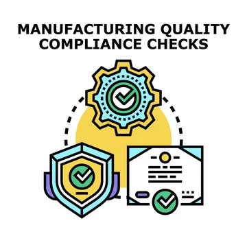 Manufacturing quality compliance checks process with certification Stockillustratie