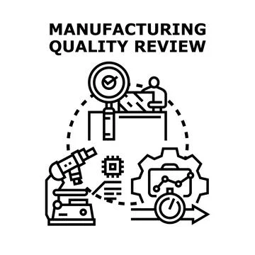 Manufacturing quality review process in production industry Stock Illustration