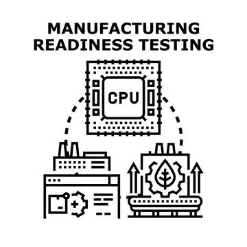 Manufacturing readiness testing process of industrial production cycle Illustrazione stock