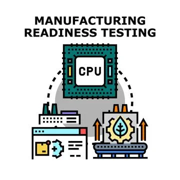 Manufacturing readiness testing process of industrial production cycle Stockillustratie
