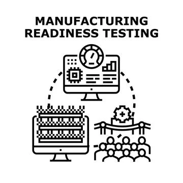 Manufacturing readiness testing process for product development Stock Illustration