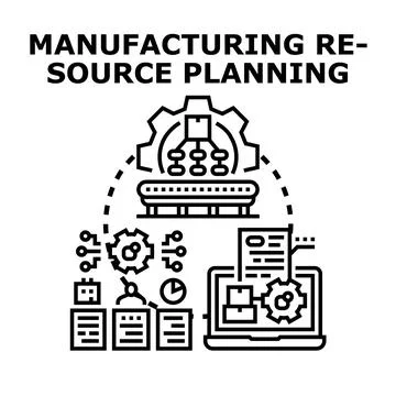 Manufacturing resource planning concept with process automation 스톡 일러스트